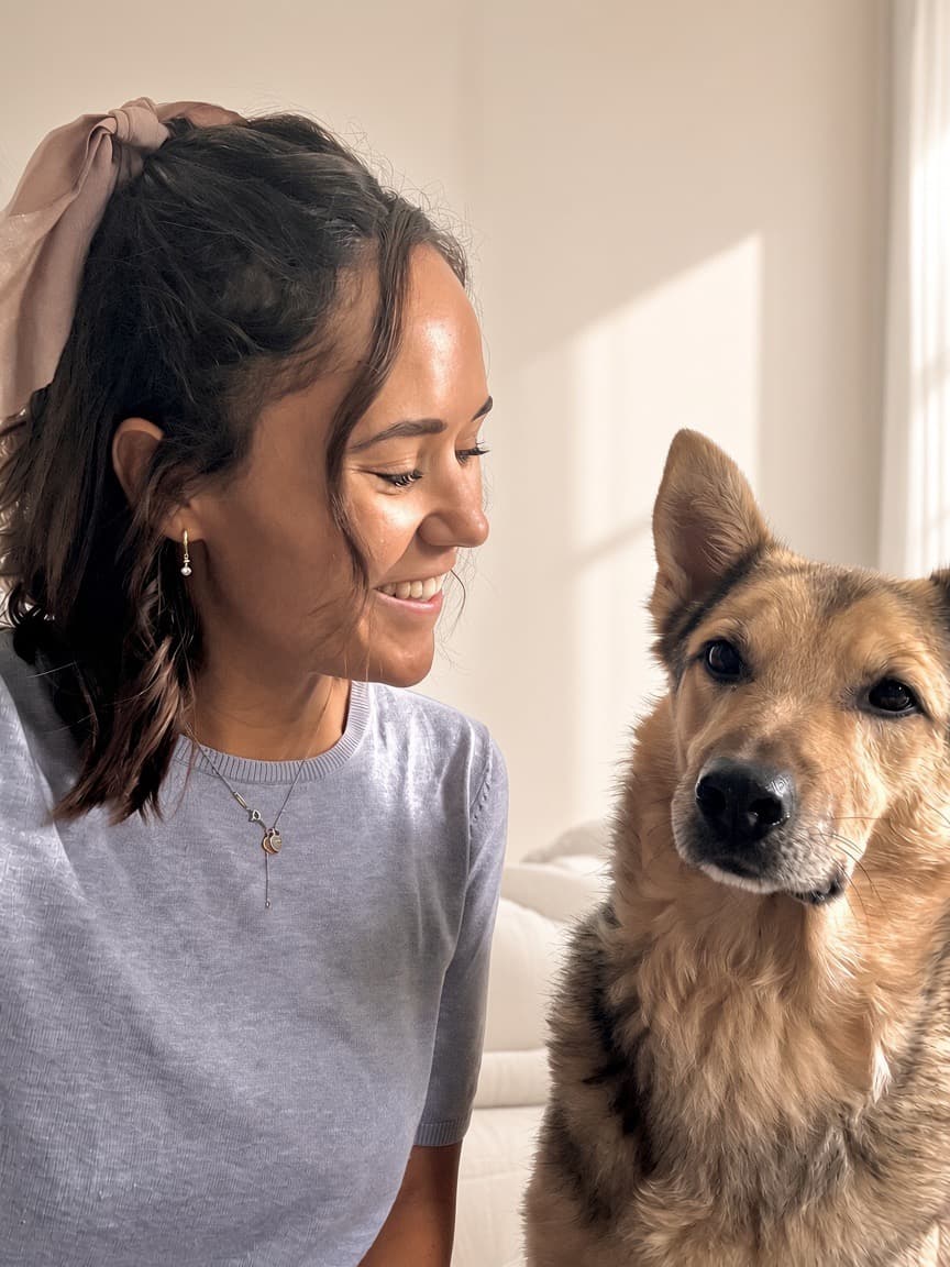 Tiffanie, fondatrice de Kizun, avec son chien