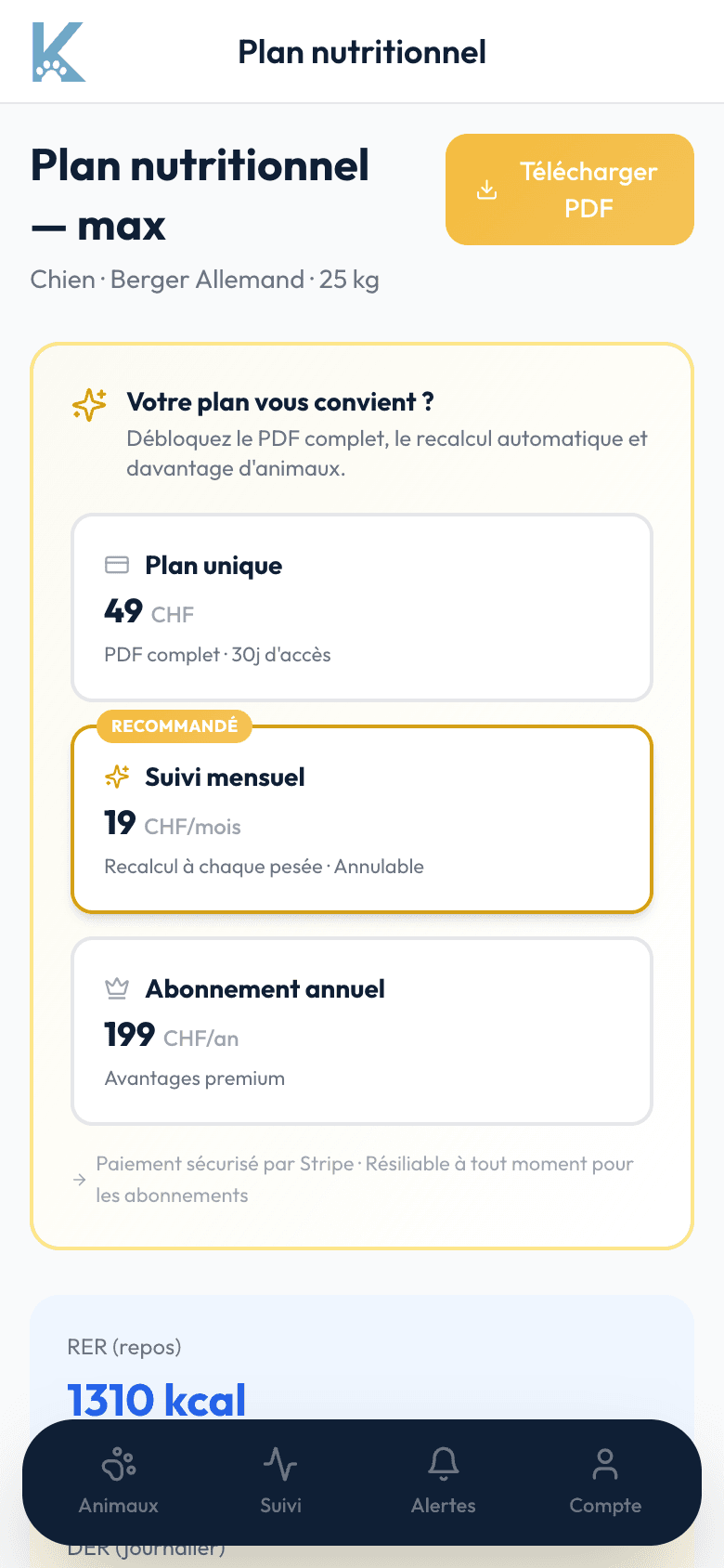 Plan nutritionnel Kizun